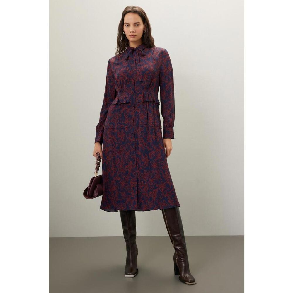 Jason Wu x RTR Blue Printed Shirt Dress Size 6 with Fabric Pull
